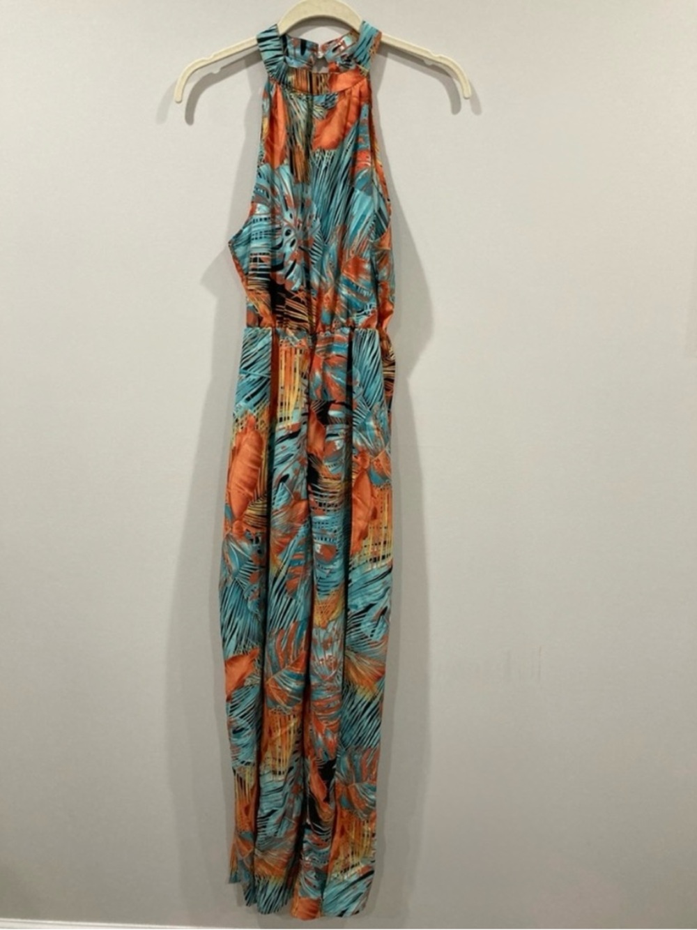 Shein Vibrant Halter Jumpsuit Pantsuit Open Legs Large